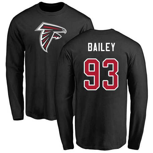 Atlanta Falcons Men Black Allen Bailey Name And Number Logo NFL Football #93 Long Sleeve T Shirt->atlanta falcons->NFL Jersey